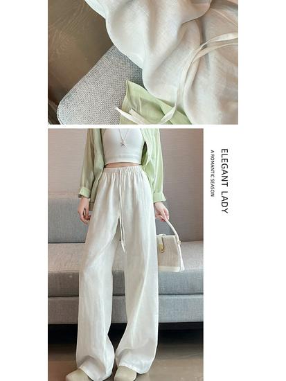 Women's Summer Linen Wide-Leg Pants - Casual Loose Fit, Breathable Straight Drape, Lazy Style, Yamamoto Inspired