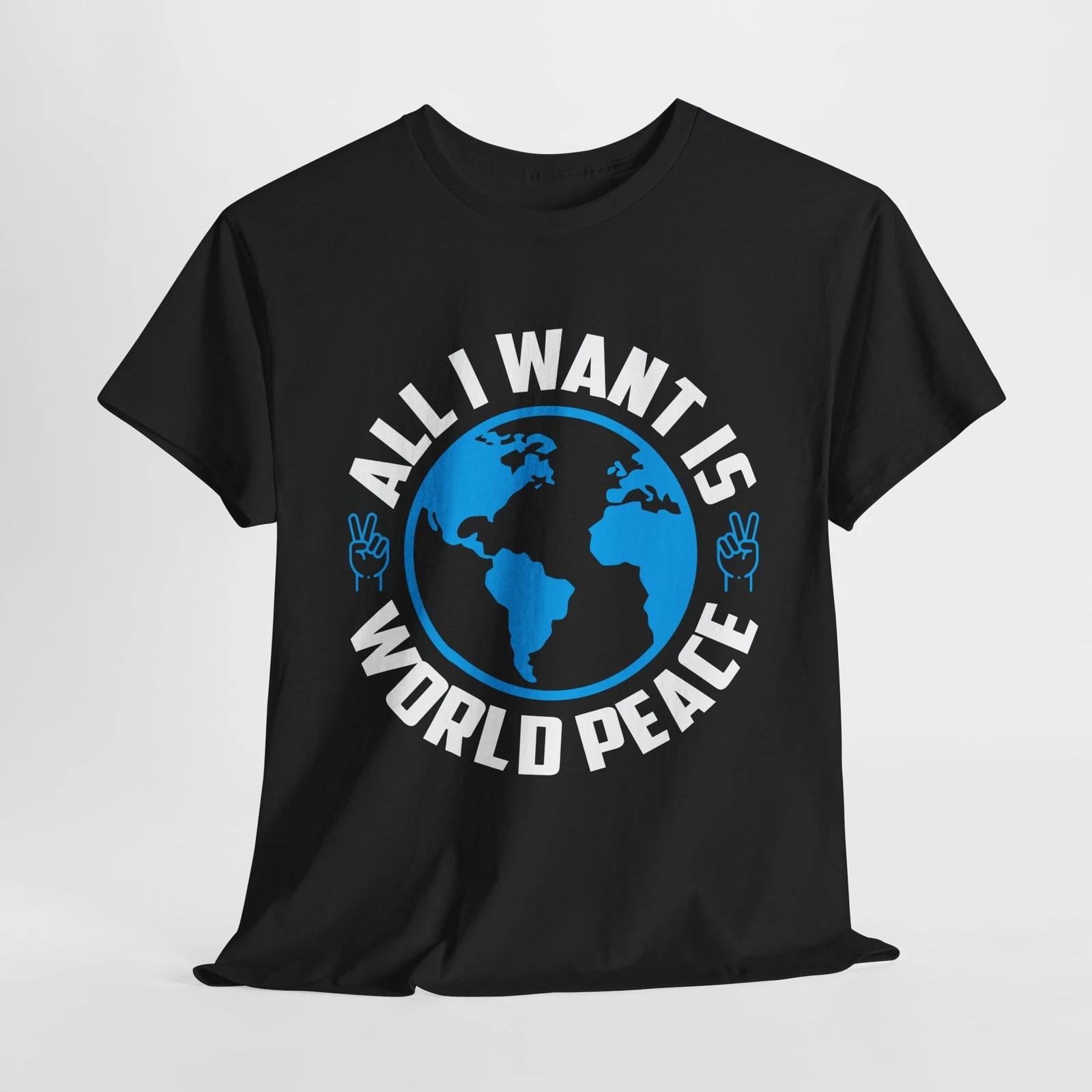Retro Peace Sign T-Shirt | 70s Hippie Style Tee | All I Want Is World Shirt S