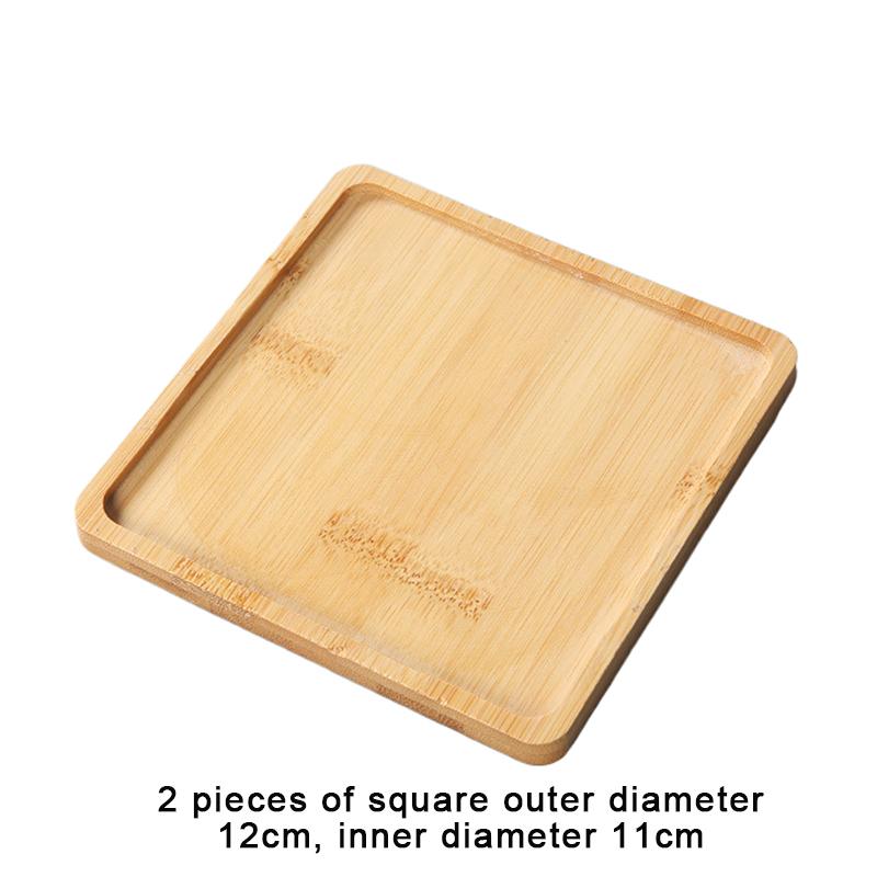 Einfacher Stil Hausdekoration Sukkulenten Bonsai Halter Runde Quadratische Blumentopf Basis Bambus Holz Tablett