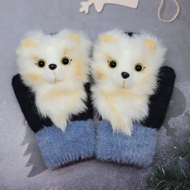 Meier Kids' Winter Plush Gloves - Warm Cartoon Animal Mittens