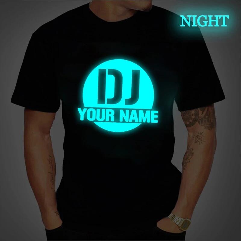 DJ Print Tshirts Custom T Shirt Mens Womens Tops Tees Shirts DJ Your Name Logo Diy Names T Shirt Funny Shirt Luminous Tees Tops