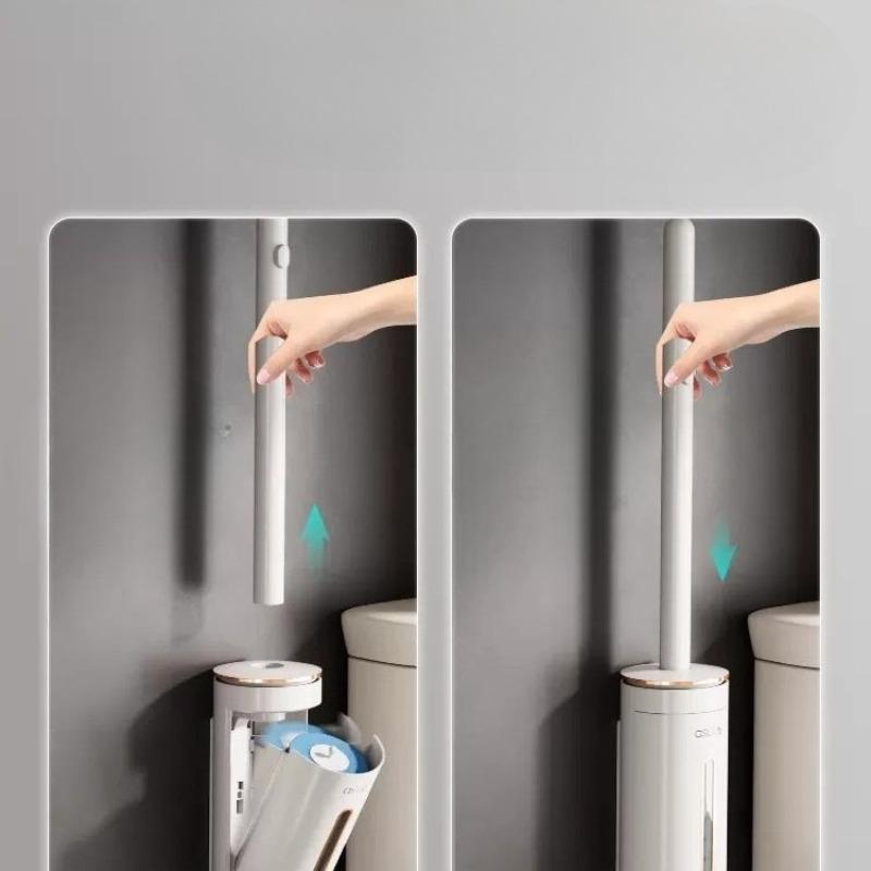 Engangs toalettbørste, veggmontert i husholdningsbad, ingen blinde flekker. Spesielt avkalkingsverktøy for toalettbørster, børstehode