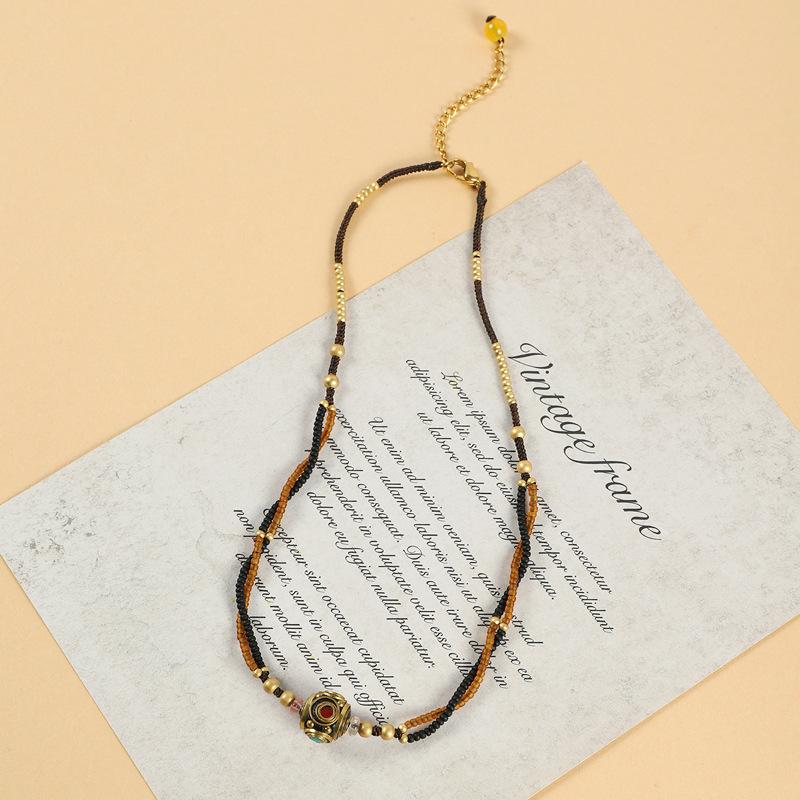 Niche design Nepalese style simple necklace female retro ethnic style temperament collarbone chain new Chinese short neck chain
