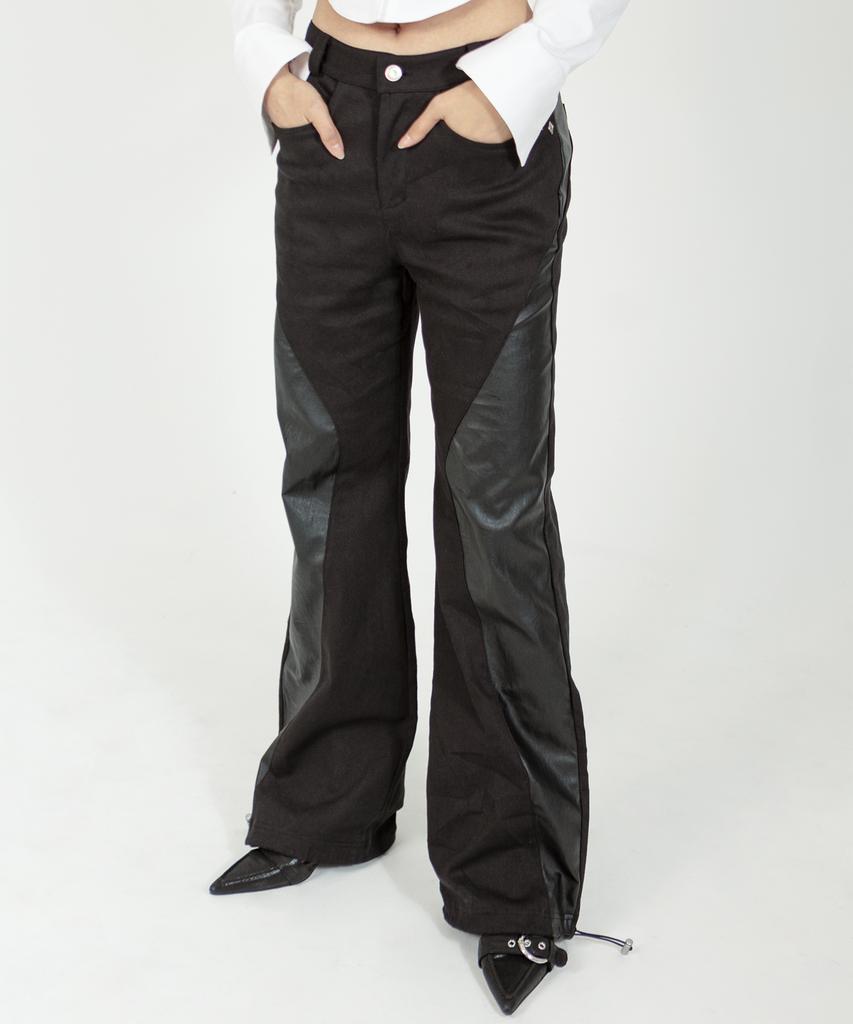 DARLING, YOU'RE BAD Leather Point String Pants #Black