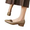 Shallow single shoes new comfortable pointed soft sole color matching retro French style low heel leather shoes