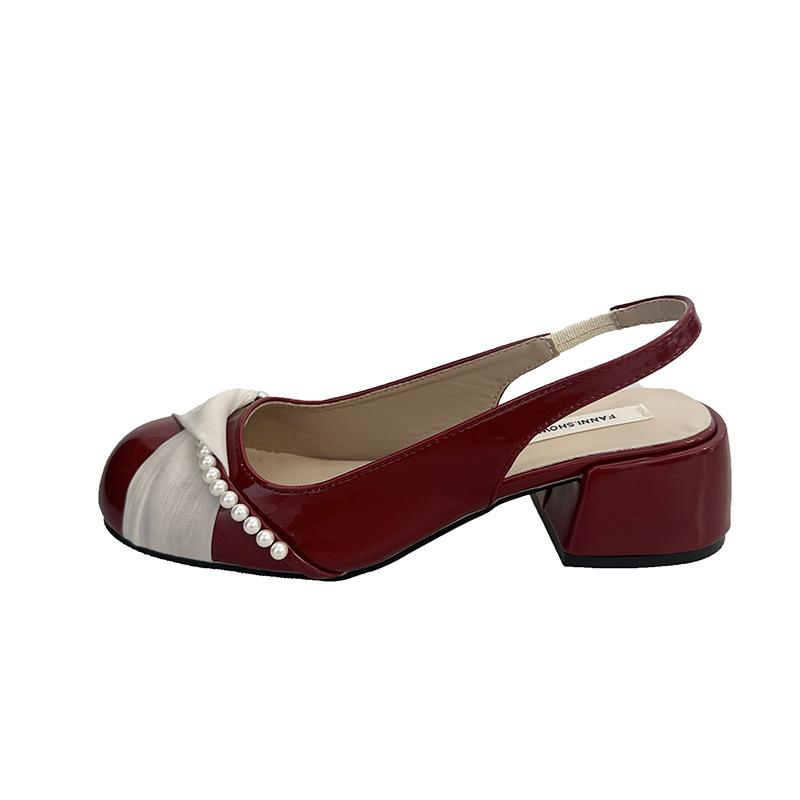 Popular French round head single shoes women's summer 2025 new models with skirts evening gentle temperament versatile pearl sandals