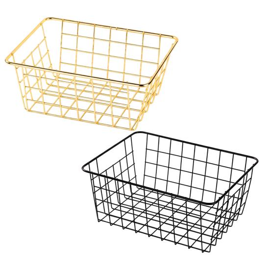 Cesto Portaoggetti in Ferro a Grande Capacità, Cesto Organizer in Filo Stile Nordico, Contenitore Decorativo in Rete Metallica per Piani Cucina Frutta Snack Multi