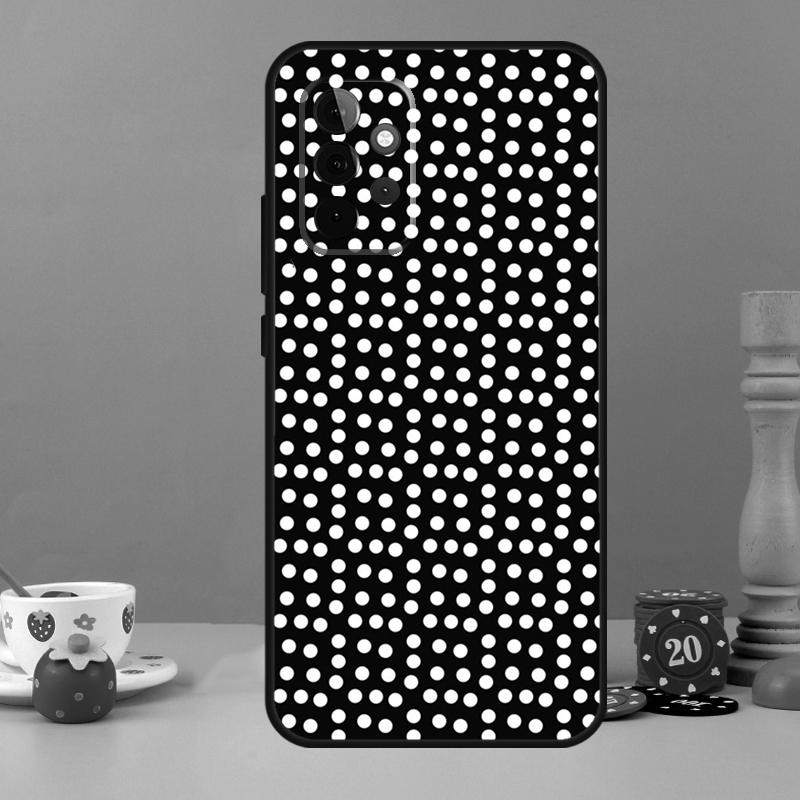 Black And White Polka Dot Case For Samsung Galaxy A52 A32 A12 A14 A34 A54 A13 A33 A53 A73 A50 A70 A71 A51 Back Cover
