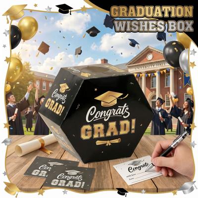 Hexagonal Graduation Card Box Voting Box with Top Opening for Events Parties and Celebrations Durable Cardboard Design
