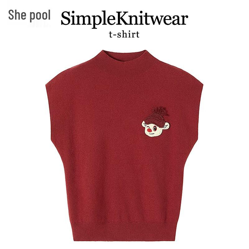 

Women s Mock Neck Sleeveless Embroidered Knit Top L