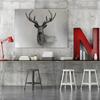 Feeby Canvas Print, Silver-coloured Geometric Deer Head