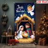 Christmas Door Decoration Shining Stars Christ Jesus Nativity Pattern Photography Background New Year Christmas Party Supplies