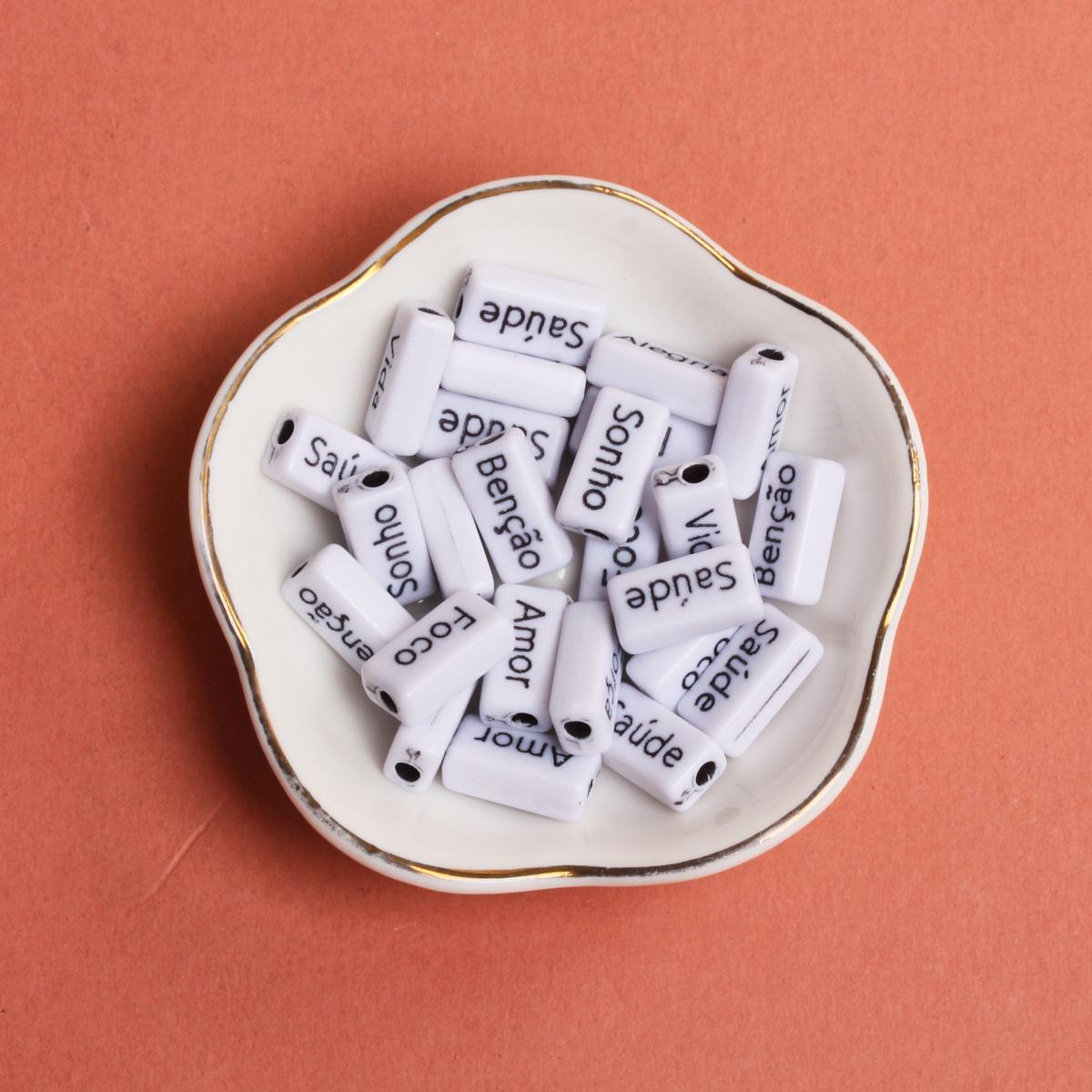 

10PCS 14.5*7.5mm French Words Handmade Crafted Material DIY Pendants Bracelets Necklace Loose Spacer Beads Rectangle Acrylic