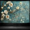 2D Teal Magnolia Flower Tapestry for Bedroom Living Room Decor
