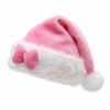 Fluffy Santa Hat Pink Bow Red White Plush Hat New Christmas Hat  for Christmas Party