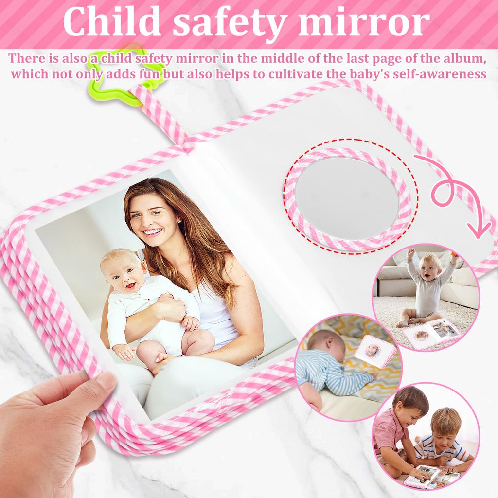 1 Pc Soft Cloth Baby Photo Album Safe Baby Memory Album with Mirror Toddler Family Memory Book Present for Kids Newborn Toddlers