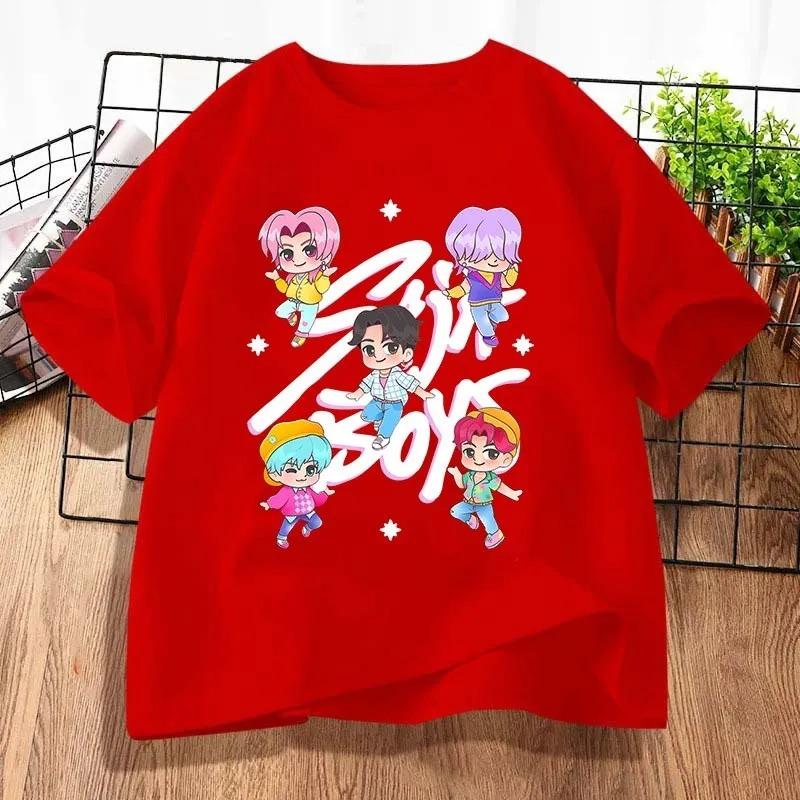 KPop Devil Hunter Saja Boys' 100% Cotton T-Shirt Huntrix Shirt Children's Spring/Summer Fashion Casual Short-Sleeve