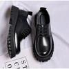 Fashion Korean Leather Business Men's Dress Shoes Designer Autumn Winter Black Loafers Male Fashion Retro Big Head Platform Shoes Man