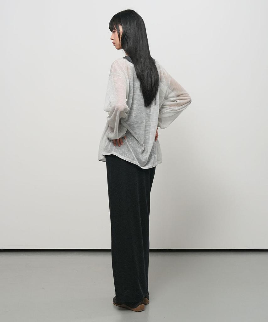 GENERALIDEA See-Through Neck String Knit Pullover [Light Grey] / Gf2Lkp543