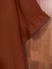 Plus Size Women's Ice Silk Pleated Ruffle Top with Flare Sleeves and Round Neck.