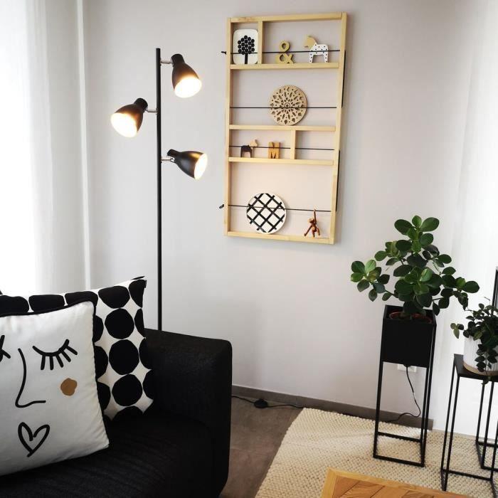 Lampadaire - B.K.LICHT - Vintage - 3 Spots Orientables - Noir-doré - Métal