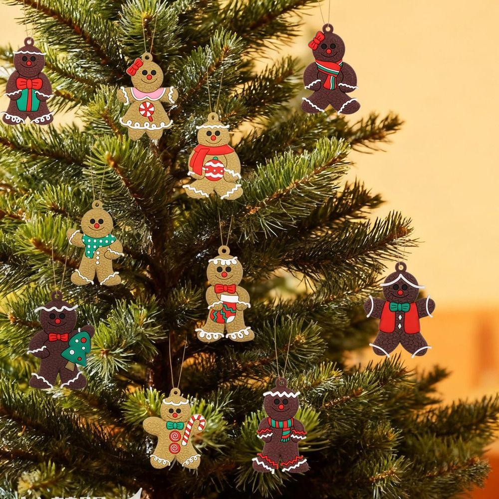 16Pcs/set Exquisite PVC Christmas Tree pendant Funny Kid Gift Gingerbread Man Ornament New Year Decor DIY Xmas Tree Decoration