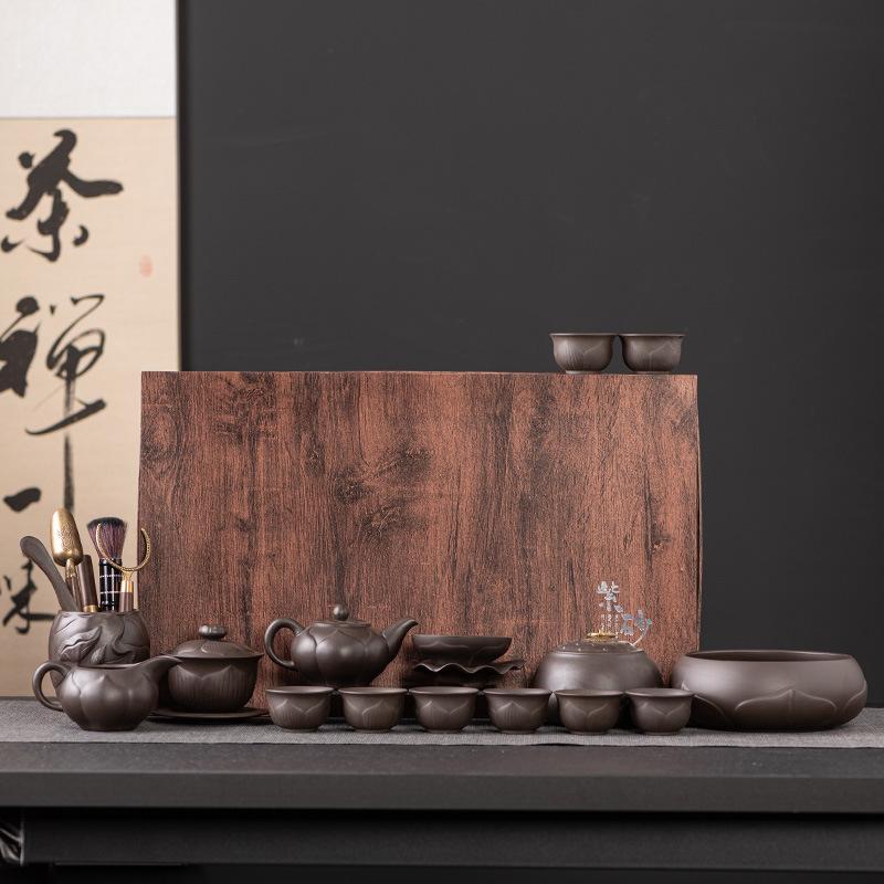 Light Luxury Purple Sand Kung Fu Tea Set, Household Cover Bowl Teapot Cup, High-end Elders, Gift Box Set
