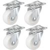 1/2/4Pcs Heavy Duty Caster Wheel 360 Degree White Nylon Rubber Furniture Roller 1/1.25/1.5/2/2.5/3inch Universal Swivel Casters