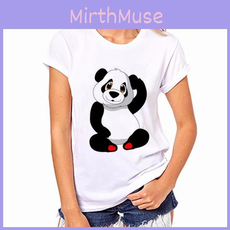 Stylish Women T Shirt Tops Featuring Adorable Panda Print For Summer Casual Wear