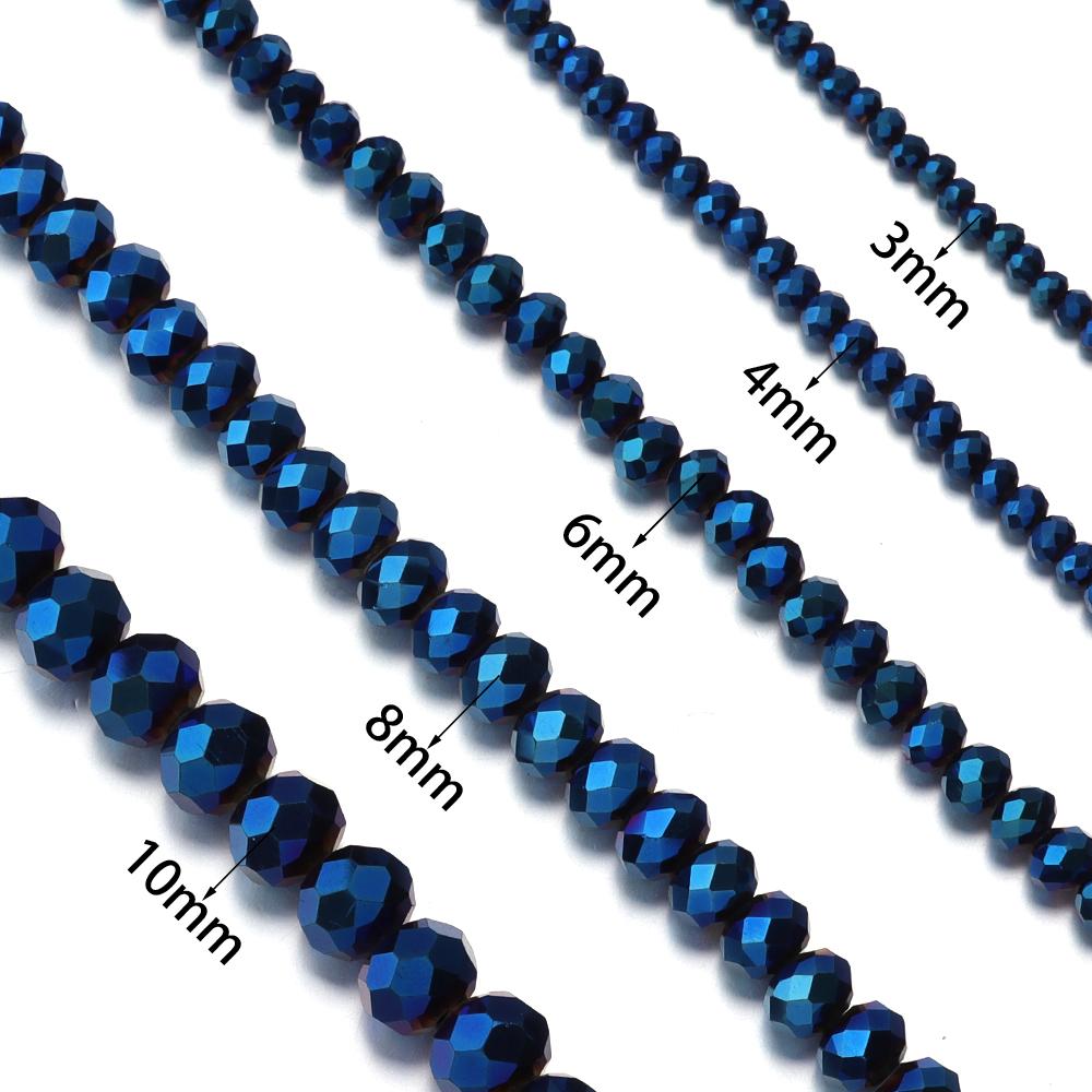 3 4 6 8 10mm Sapphire Faceted Crystal Beads Glass Spacer Beads For Jewelry Making DIY Handmade Bracelets Necklace Accessories