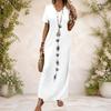 Women Plus Size V Neck Short Sleeve Grey Printed Straight Long Dress