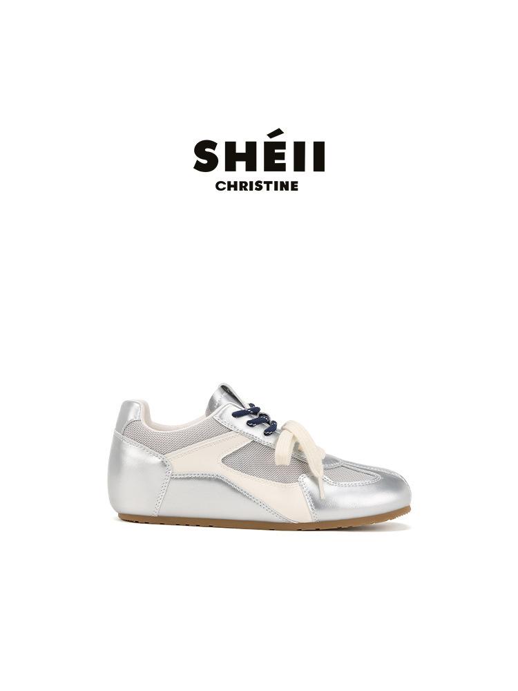 Cowhide version Su Yinyin, the same 5cm inner height increase, color matching, versatile casual sports shoes, German training shoes, women's Forrest G