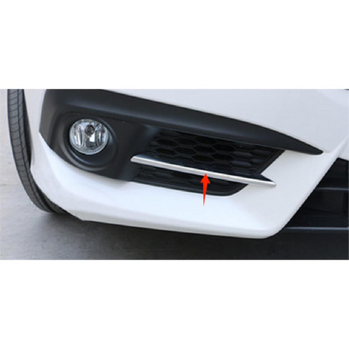 Chrome Front Fog Light Stripe Lid Cover Trim For 2016 Honda Civic Sedan 4DR 2pcs