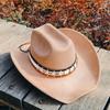 Wide Brim Cowboy Hats for women retro cow belt suede cowboy Hat men Cattleman Style Suede Rancher Hat for Men sombrero hombre
