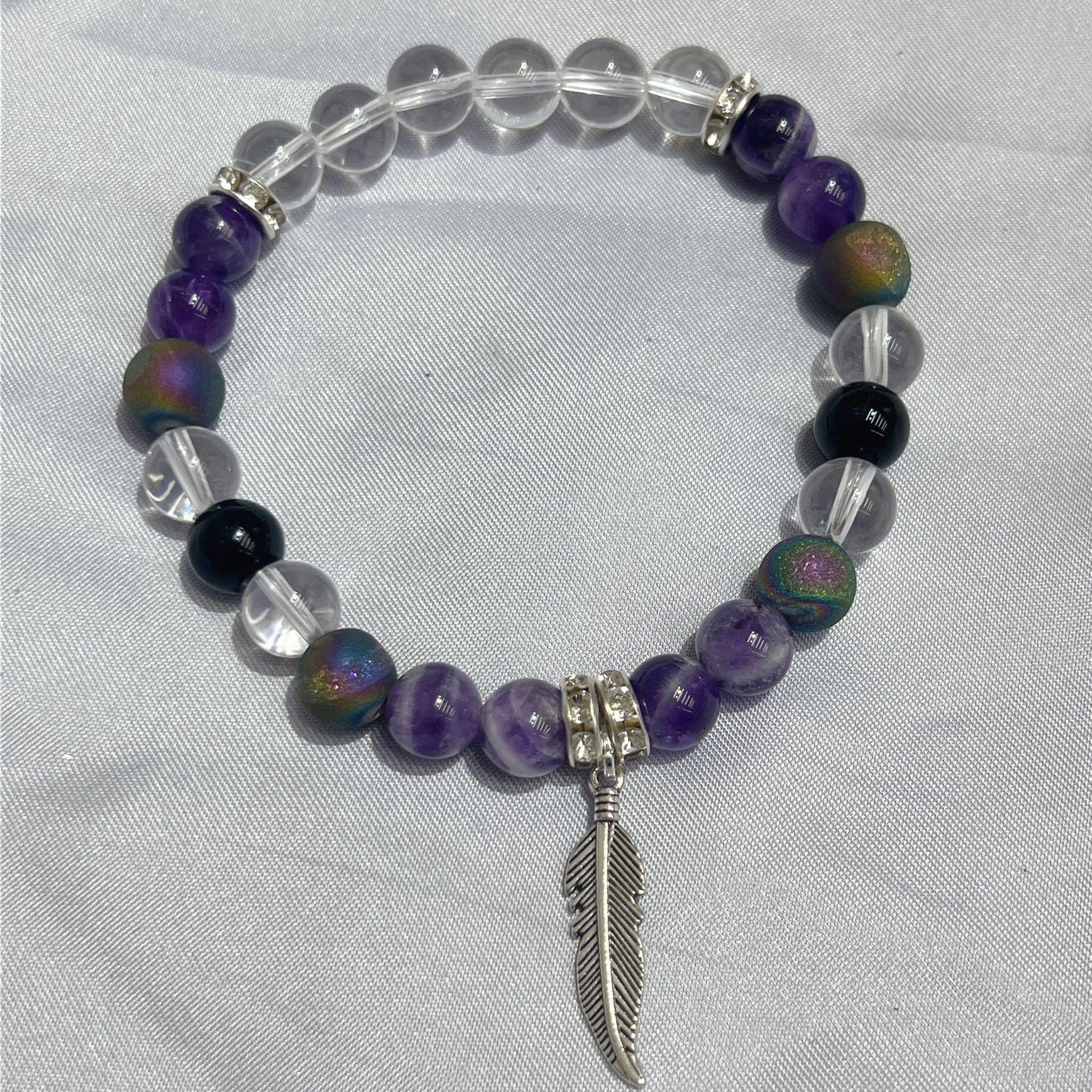 Natural stone bracelet, obsidian amethyst bracelet.  Bangles Women Fashion Jewelry accessories Gift
