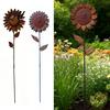 Decoratieve Tuinprikkers Metalen Zonnebloempaal Retro Roestige Bloemsculptuur Rustiek Artistiek Decor Ornament voor Buiten Tuin Terras Gazon Decoratie