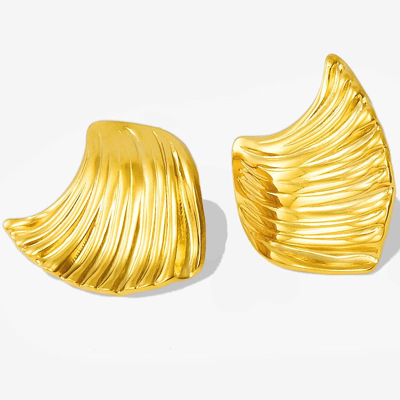 Real Gold Plated Ocean Animal Sea Star Conch Shell Metal Spiral Stainless Steel Ear Studs Earring For Women Men Jewelry Piercing