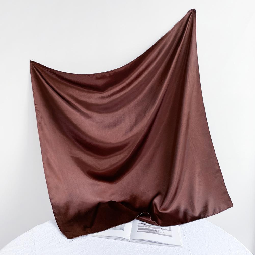 Fashionable New Versatile Headscarf Large Square Scarf Solid Color Scarf Women'S Simulated Silk Satin Scarf