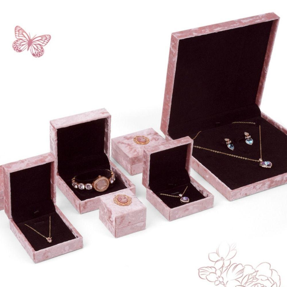 Vintage Velvet Jewelry Box Rhinestone Necklace Bracelet Case  Ring/necklace/bracelet Storage