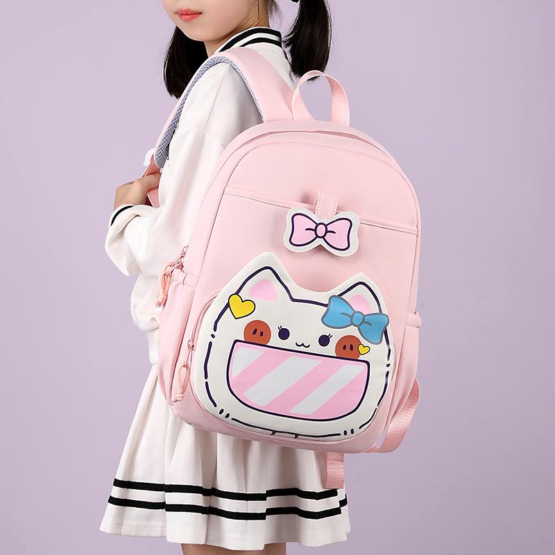 School BagsNew Children's  First Grade Primary School Girl Cartoon Backpack Cat Cute Breathable Backpack