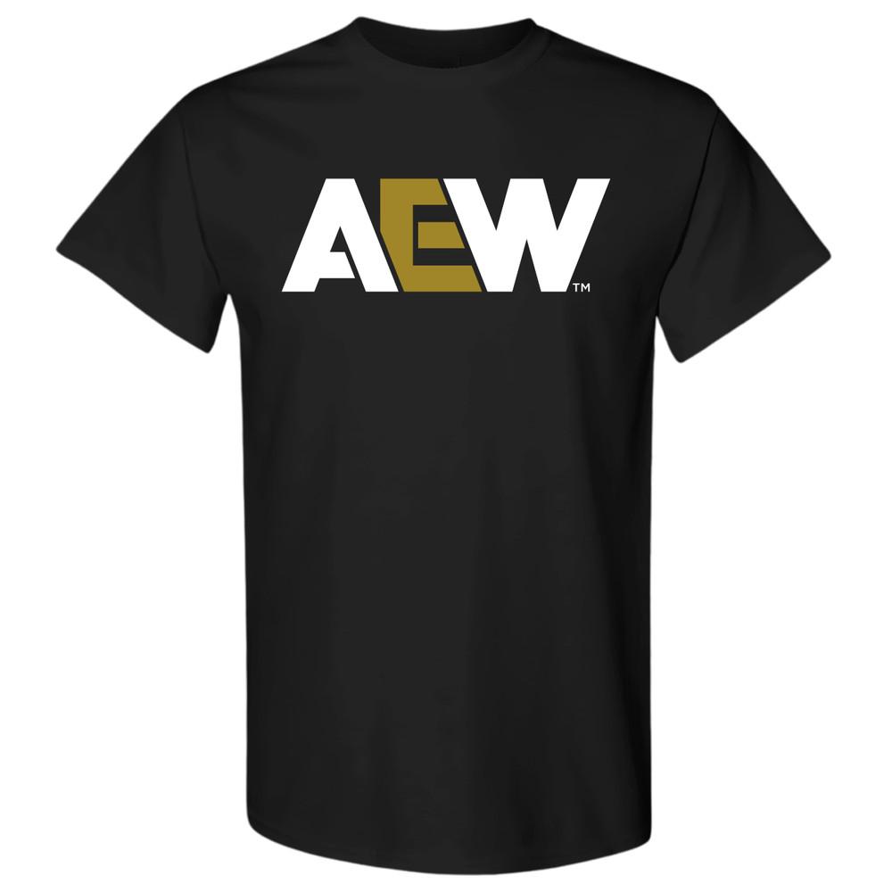 AEW LOGO TSHIRT WHITE amp; GOLD AEW Official TShirt Unisex T-Shirt Graphic Tee S
