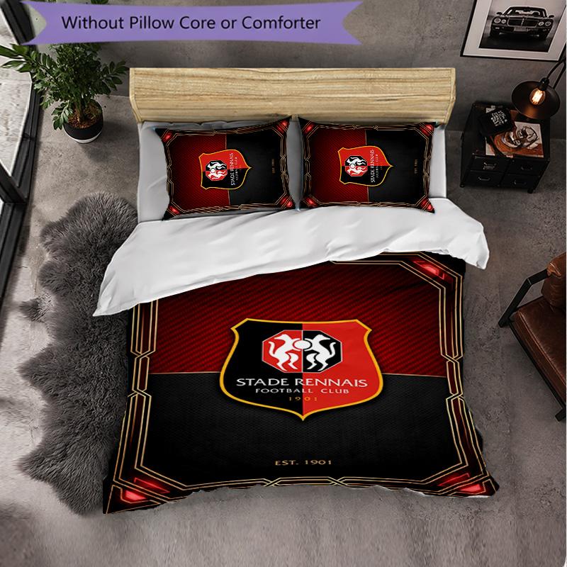 Stade Rennais FC Themed Bedding 3Pcs Duvet Cover Set Decorative Bed Linen For Teen Room Home Decoration