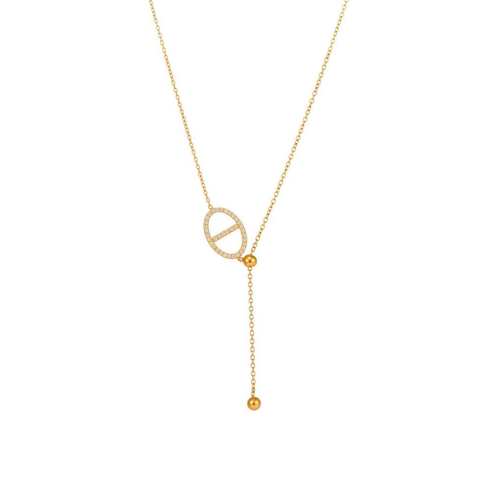 Qiong Yao 5A Zircon Adjustable Clavicle Necklace - Elegant Stainless Steel Design