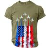 Herren T-Shirt mit kurzen Ärmeln und Rundhalsausschnitt mit Flaggen- und Düsenflugzeug-Grafikdruck, lässige Passform, Oberteil für den Alltag