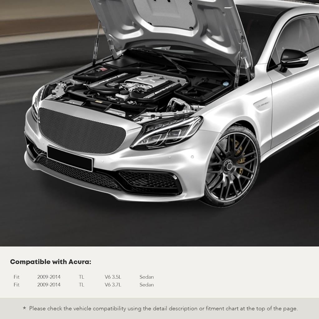 Set of 2 Hood Bonnet Lift Supports Replacement for Acura TL 2009-2014 Sedan Shock Struts Gas Springs