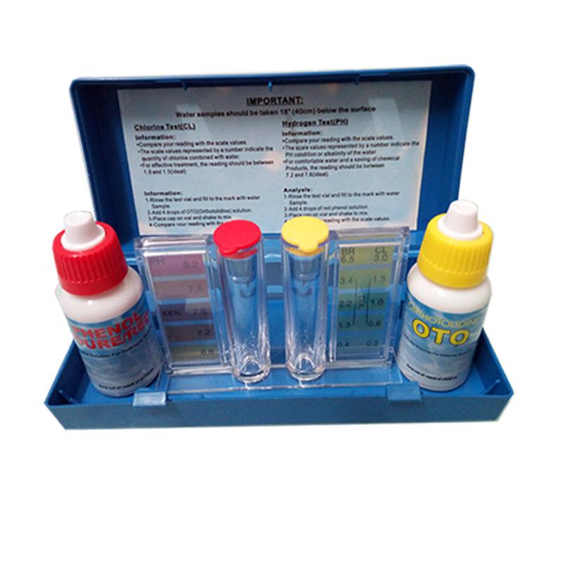 Pool Test Kit: OTO Reagent & pH, Free Chlorine, Acid-Base Tests