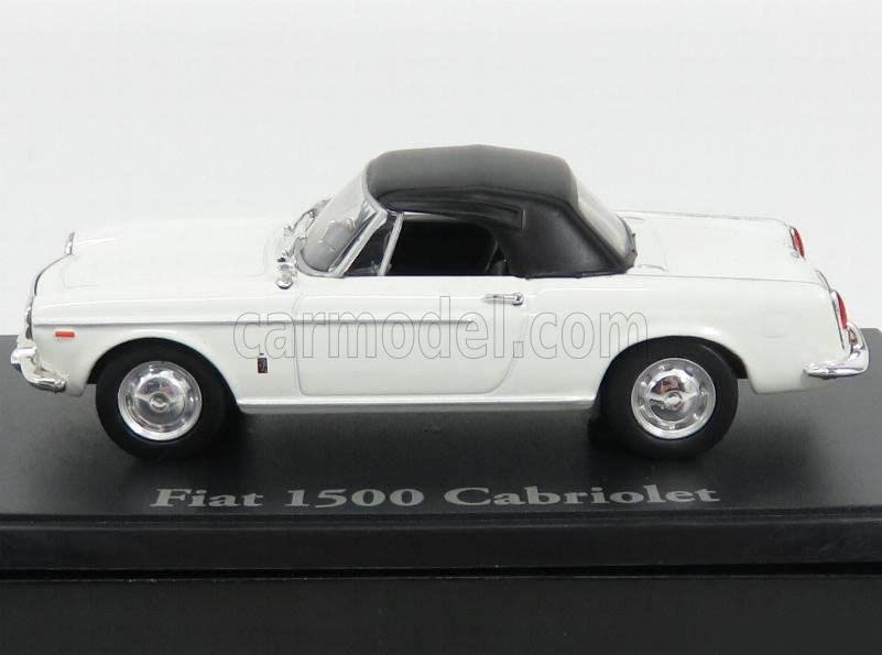 Atlas Scale Fiat 1500 Cabriolet 1963 White ATLAS FIAT 1500 CABRIOLET 1/43