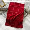 Versatile Winter Plaid Imitation Cashmere Scarf for Girls Warm Tassel  New Style Shawl for Boys