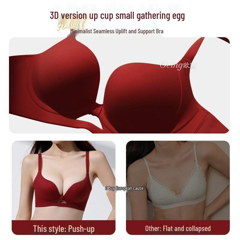 2025 Red Bridal Push-Up Bra: Anti-Sag Lift for Small Chest
