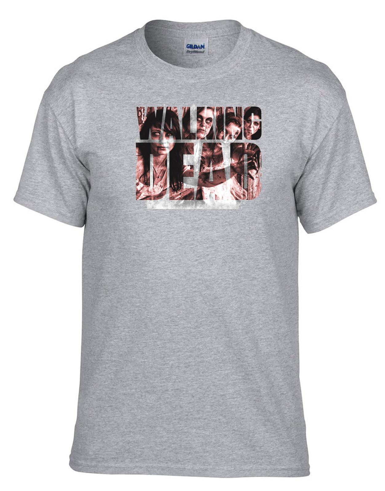 26 Walking Dead Horror Zombie Grey T-Shirt -073_Grey- Unisex T-Shirt L